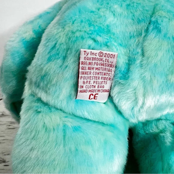 ty Beanie Original Buddy Ariel Bear Heathered Blue Green Size 14" Vintage Memory - Picture 11 of 14